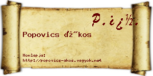 Popovics Ákos névjegykártya